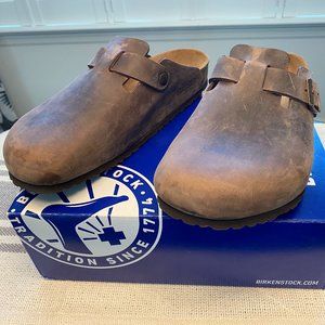 Birkenstock Boston Clogs Oiled Leather Habana Soft Footbed 12/45